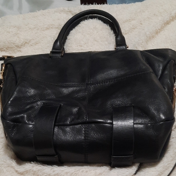 She+Lo Black Leather Tote with Textured Accents - Picture 3 of 8